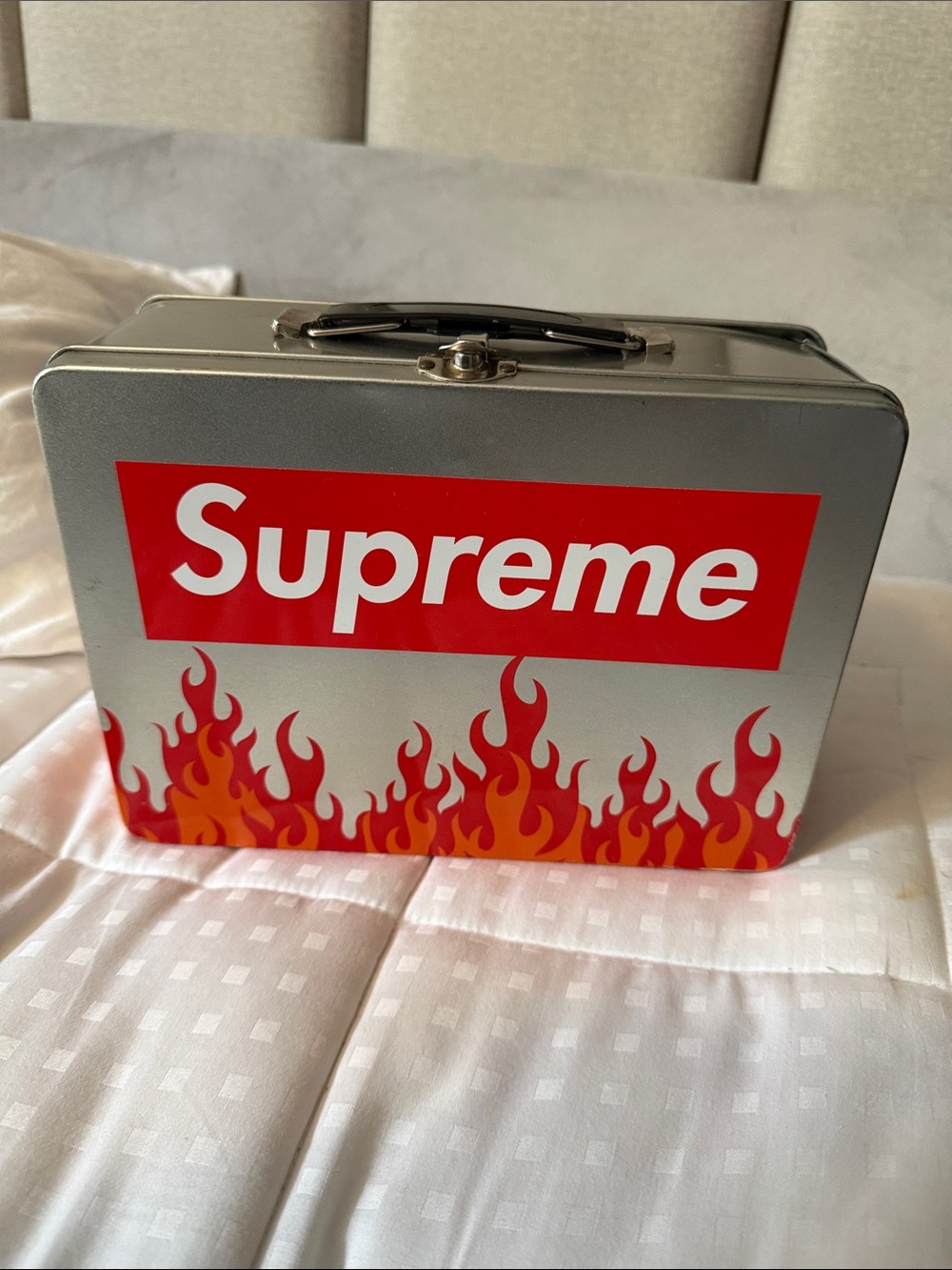Vintage Supreme Sticker Silver Lunchbox Keepsake box